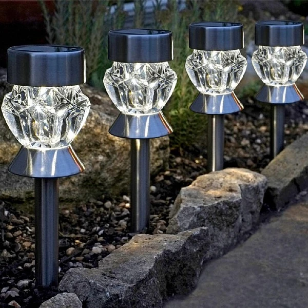 Smart Solar Crystal Glass Solar Stake Light - 4 Pack 3 Smart Solar Crystal Glass Solar Stake Light - 4 Pack
