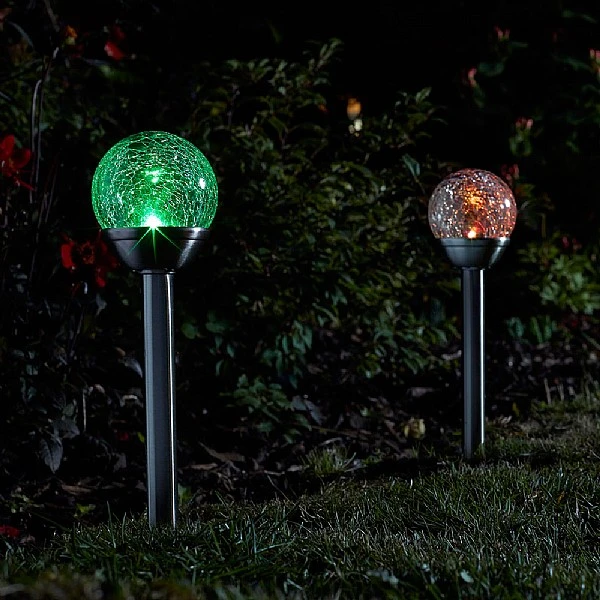 Smart Solar Crackle Globe Stainless Steel Stake Light Pack Of 5 3 Smart Solar Crackle Globe Stainless Steel Stake Light Pack Of 5